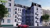Modern home with Exterior, Apartment Building Type, Shingles Roof Material, Brick Siding Material, and Stone Siding Material. 3D Commercial Exterior Building Photo of Architectural Rendering Service – 3D Commercial Exterior Building - Florida, USA