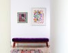 Modern home with Living Room, Bench, and Travertine Floor. Purple bench at the entrance to the house Photo 20 of A house in the mountains