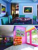 Modern home with Dining Room, Table, Ceiling Lighting, Track Lighting, Light Hardwood Floor, and Two-Sided Fireplace. Inside is even brighter Photo 3 of Color Crazy