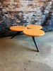 Modern home with Living Room and Coffee Tables. Orange painted spruce tops Photo of Tri-Circle Coffee tables