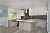 Modern home with Kitchen, Quartzite Counter, White Cabinet, Engineered Quartz Counter, Wood Cabinet, Glass Tile Backsplashe, Pendant Lighting, Recessed Lighting, Refrigerator, Dishwasher, Ice Maker, Range, and Range Hood. The kitchen Photo 8 of Briarwood Place