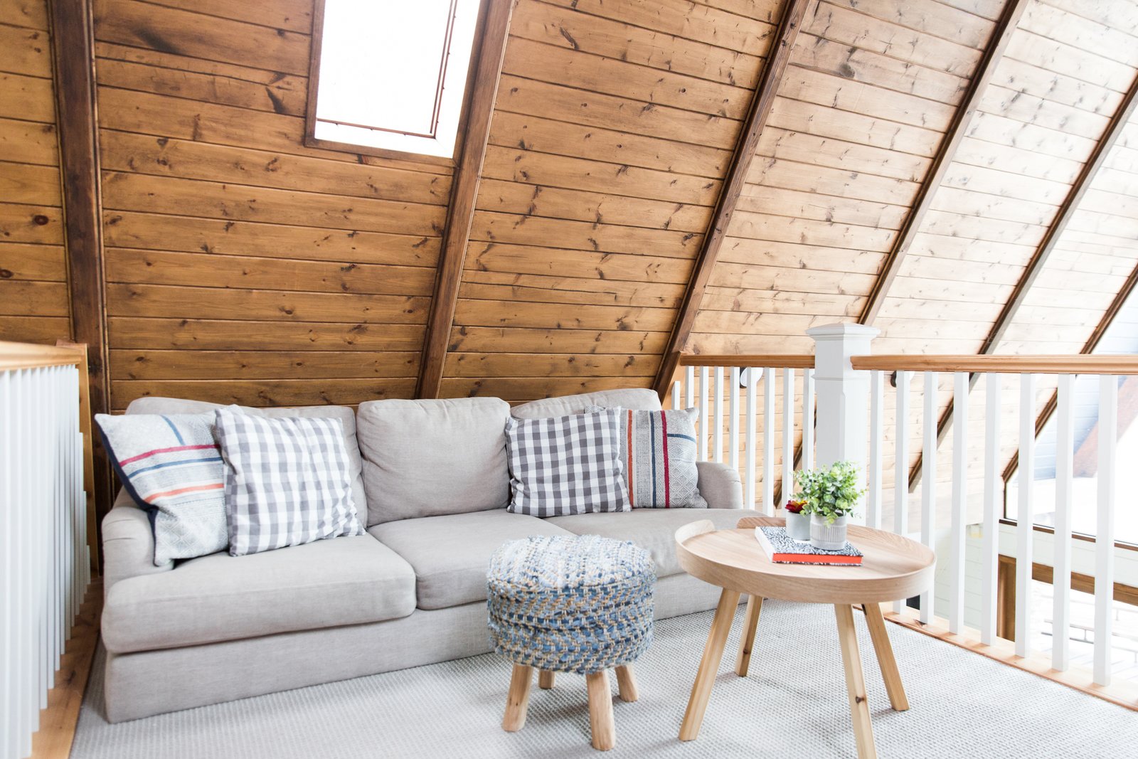 a lofted lounge area