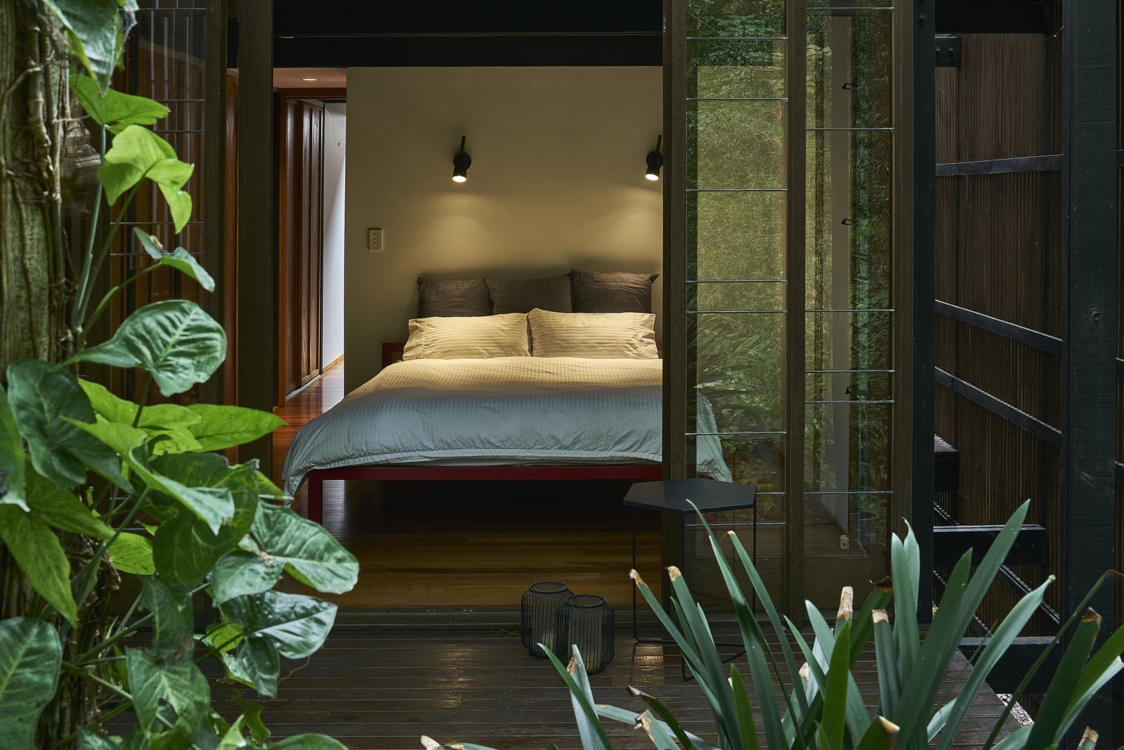 The pavilion on the northern end of the house is where the four bedrooms and two bathrooms are located.