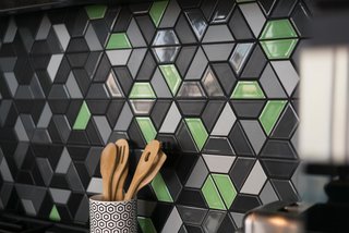The duo consider themselves midcentury modern enthusiasts and count Andy Warhol and Victor Vasarely as two of their favorite artists, so it’s no surprise that their handcrafted, made-to-order tiles have strong midcentury aesthetics that work well in minimalist contemporary homes or midcentury renovations. 
