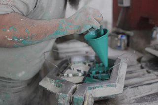 Each Popham Design tile is handmade with locally sourced material, and rather that baked in a kiln, they are set in a hydraulic press—and therefore more sustainable. 