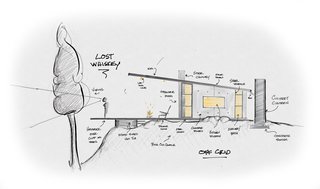 Sectional sketch of the Lost Whiskey Cabin.