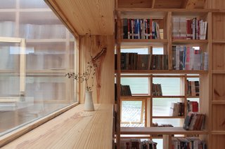 The sun panels soften the quality of light entering the library.