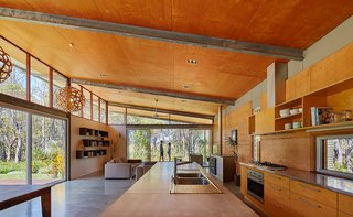 The two pendant light fittings in the dining area are by New Zealand designer David Trubridge.