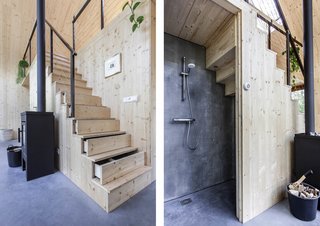 A polished concrete finish was used for the bathroom walls.