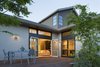 Modern home with Back Yard, Trees, Wood Patio, Porch, Deck, Doors, Exterior, Wood, and Swing Door Type. From the rear patio Photo 3 of Downtown Sonoma Residence