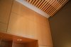 Modern home with Living Room, Bookcase, Media Cabinet, Storage, Shelves, Accent Lighting, and Recessed Lighting. Detail of wall panel and wood slat ceiling Photo 13 of Alamo