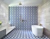 Master bathroom 'wet room'. Materials are encaustic concrete tile, limestone tile. Photo 18 of Airole Way Residence modern home