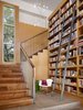 Stair and Library reading nook and custom steel library ladder. Photo 7 of Vance Lane Residence modern home