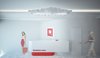 The interior is dominated by white color, as a representation of cleanness. The smooth, curvy entrance hall expands into the waiting room. The red design elements are derived from the two-colored logo of the clinic.
Despite the limitations presented by formerly existed layout, to which the new aesthetics had to be applied, current design came to life as a harmonious piece of its own.
Photo 2 of Kuzanov Clinic modern home