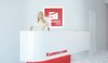 The interior is dominated by white color, as a representation of cleanness. The smooth, curvy entrance hall expands into the waiting room. The red design elements are derived from the two-colored logo of the clinic.
Despite the limitations presented by formerly existed layout, to which the new aesthetics had to be applied, current design came to life as a harmonious piece of its own.
Photo 7 of Kuzanov Clinic modern home