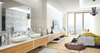 Previously existing walls were brought down, in order to create an open space, unifying a kitchen, a dining room and a living room. Merging aesthetic continues on to the bedroom, where two sinks and the wardrobe become the part of the room, as opposed to traditional approach of keeping them locked away from eye.
The apartment overlooks the city and the mountains, and for the outer visual richness to be fully embraced, the windows were enlarged to the wall scale.
Photo 15 of Double N Residence modern home