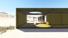The desert loft resident is involved in off-road activities and required a place, which would sustain its appearance through sandstorms and extensive heat. The massive metal structure elegantly sits in the harsh environment.
The entrance door, secluded behind the thick metal screen, leads to the largest area of the house, unifying the kitchen, the dining room and the living room. The hall connects to three bedrooms and the bathroom.
The dining room exits to the terrace with the fireplace, carved in the floor. the ceiling is hollowed out right above it, following the lines of the round cut out in the floor. The gap's presence is almost poetic, as if it's the only passage transferring the smoke to the sky.
Photo 5 of Warmhole modern home