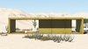 The desert loft resident is involved in off-road activities and required a place, which would sustain its appearance through sandstorms and extensive heat. The massive metal structure elegantly sits in the harsh environment.
The entrance door, secluded behind the thick metal screen, leads to the largest area of the house, unifying the kitchen, the dining room and the living room. The hall connects to three bedrooms and the bathroom.
The dining room exits to the terrace with the fireplace, carved in the floor. the ceiling is hollowed out right above it, following the lines of the round cut out in the floor. The gap's presence is almost poetic, as if it's the only passage transferring the smoke to the sky.
Photo 6 of Warmhole modern home