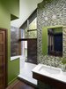 Modern home with Picture Window Type, Wood, Undermount Sink, Engineered Quartz Counter, Freestanding Tub, Mosaic Tile Wall, Porcelain Tile Wall, Open Shower, Glass Tile Wall, Swing Door Type, Interior, and Bath Room. A light filled master bath with a vaulted ceiling is located at the second floor gable end. Photo 11 of Modern Farmhouse Addition