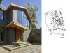 Modern home with Doors, Exterior, Wood, and Swing Door Type. The home's main entry is accessed through a courtyard, and is marked by a prominent gabled roof form. Photo 3 of Wallingford Passive Solar House
