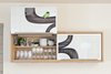 Modern home with Kitchen, Engineered Quartz Counter, Wood Cabinet, and Medium Hardwood Floor. Custom upper cabinet by AvenueTwo:Design with artwork by Tandi Venter Photo 6 of Pletcher Kitchen