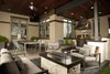 Modern home with Outdoor, Back Yard, Large Pools, Tubs, Shower, Metal Patio, Porch, Deck, Wood Patio, Porch, Deck, and Concrete Patio, Porch, Deck. Outdoor living and dining space. Custom stone and concrete firepit. Photo 5 of Hudson Patio