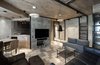 Modern home with Living Room, Pendant Lighting, Ceiling Lighting, Chair, Sofa, Bookcase, Coffee Tables, and Ceramic Tile Floor. Living and dining rooms Photo 7 of NagatinSky