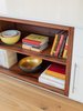 Modern home with Kitchen, Wood Counter, Engineered Quartz Counter, White Cabinet, and Light Hardwood Floor. Integrated Custom island book shelf, made with reclaimed American Redwood Photo 3 of Wayne Residence