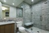 Modern home with Bath Room, Stone Tile Wall, Enclosed Shower, and Marble Counter. Powder Room Photo 8 of Historic Francis House