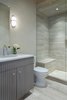 Modern home with Bath Room, Enclosed Shower, Pendant Lighting, Travertine Floor, and Drop In Sink. Office bathroom Photo 8 of Clubside Residence