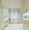 Modern home with Bath Room, Pendant Lighting, Marble Counter, Marble Floor, Ceiling Lighting, Soaking Tub, Enclosed Shower, Drop In Sink, and One Piece Toilet. Master bathroom Photo 7 of Clubside Residence