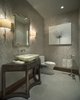Modern home with Bath Room, Concrete Floor, Pedestal Sink, One Piece Toilet, and Ceiling Lighting. Powder room Photo 4 of Clubside Residence