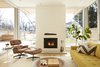 Living room (wood burning fireplace!). Photo of Delaware modern home