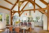 Mortise and tenon, hand-carved timbers. #lookup Photo 14 of Contemporary Timber Frame Home Overlooking Twin Waterfalls modern home