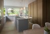 Modern home with Kitchen and Wood Counter. The kitchen was reconfigured to accommodate a walk in pantry. Photo 2 of Flood Damaged Remodel