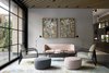 Modern home with Living Room, Sofa, Rug Floor, Ceiling Lighting, Floor Lighting, Ottomans, Chair, and Coffee Tables. Artwork by local artists can be found throughout the communal spaces and individual rooms. Photo 3 of PURO Kraków Kazimierz