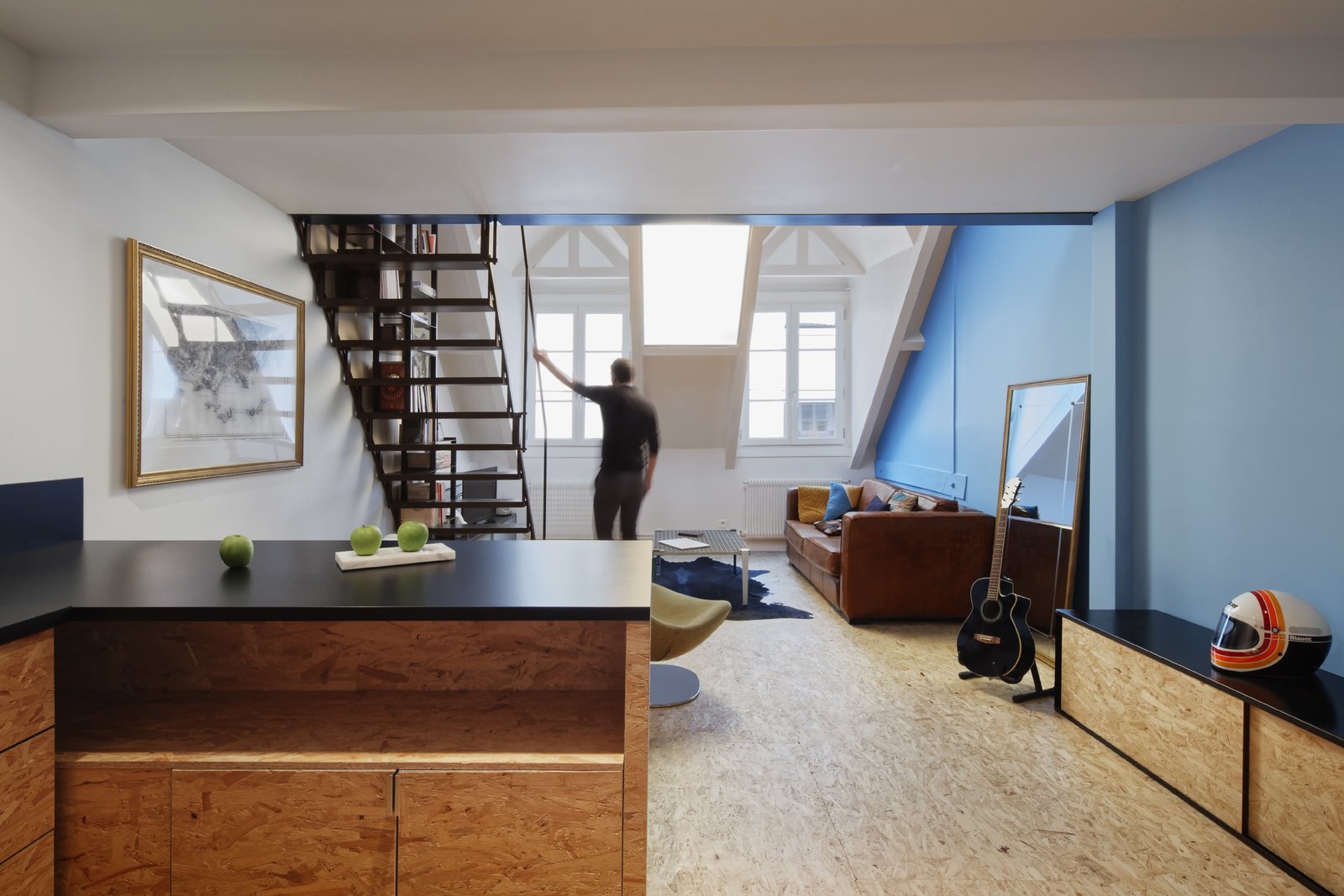 Photo 9 Of 14 In A Tiny Parisian Loft Strikes Vibes With Under The Roof Paris Loft Renovation Living Area