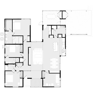 Ridgeview House takes its H-shaped form from the original home on the site with a small addition to the south for an enlarged kitchen.