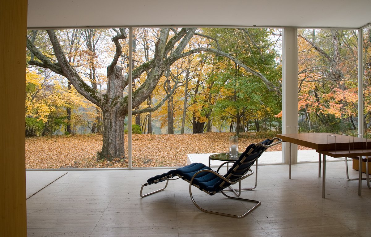 The Farnsworth House in Plano, Illinois, was designed by Ludwig Mies van der Rohe as a retreat for client Dr. Edith Farnsworth.