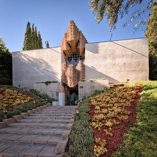 The neo-Mayan Sowden House’s imposing entrance has given the nickname "Jaws House."
