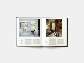The influence of Japanese designer Shiro Kuramata's time with the 1980s Memphis group is evident in the design of this living room in Tokyo in 1983, with the bold colors of the terrazzo aggregate appearing to float in its otherwise white substrate. Although the room was designed more than 35 years ago, it still feels simple, modern, and appropriate for today. On the opposite page is the bathroom of fashion designer Karl Lagerfeld in Rome, Italy. The interiors of Lagerfeld's homes were typically done by himself, sometimes with help from interior designer friends; this bathroom in particular featured an intriguing mix of objects including a wooden spiral stair and ubiquitous porcelain sink.