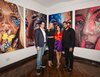 Modern home with Living Room. 45 Lispenard, 6E decked out with large-scale colorful canvases by artist Julia Ryan. (L to R - Jason Lanyard, Julia Ryan, Nicole Grandelli, and Geo Punnapuzha) Photo 2 of Artistic Loft in Tribeca