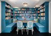 Modern home with Dining Room, Ceiling Lighting, Bench, Wall Lighting, Shelves, and Table Lighting. Feeling blue? Get cozy in this custom banquette Photo 2 of NYC Duplex with Water Views in Peter Marino-Designed Condo
