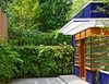 The green wall and entrance, with its blue ceramic tile facing and planters. Photo 2 of Sustainable Urban Villa modern home