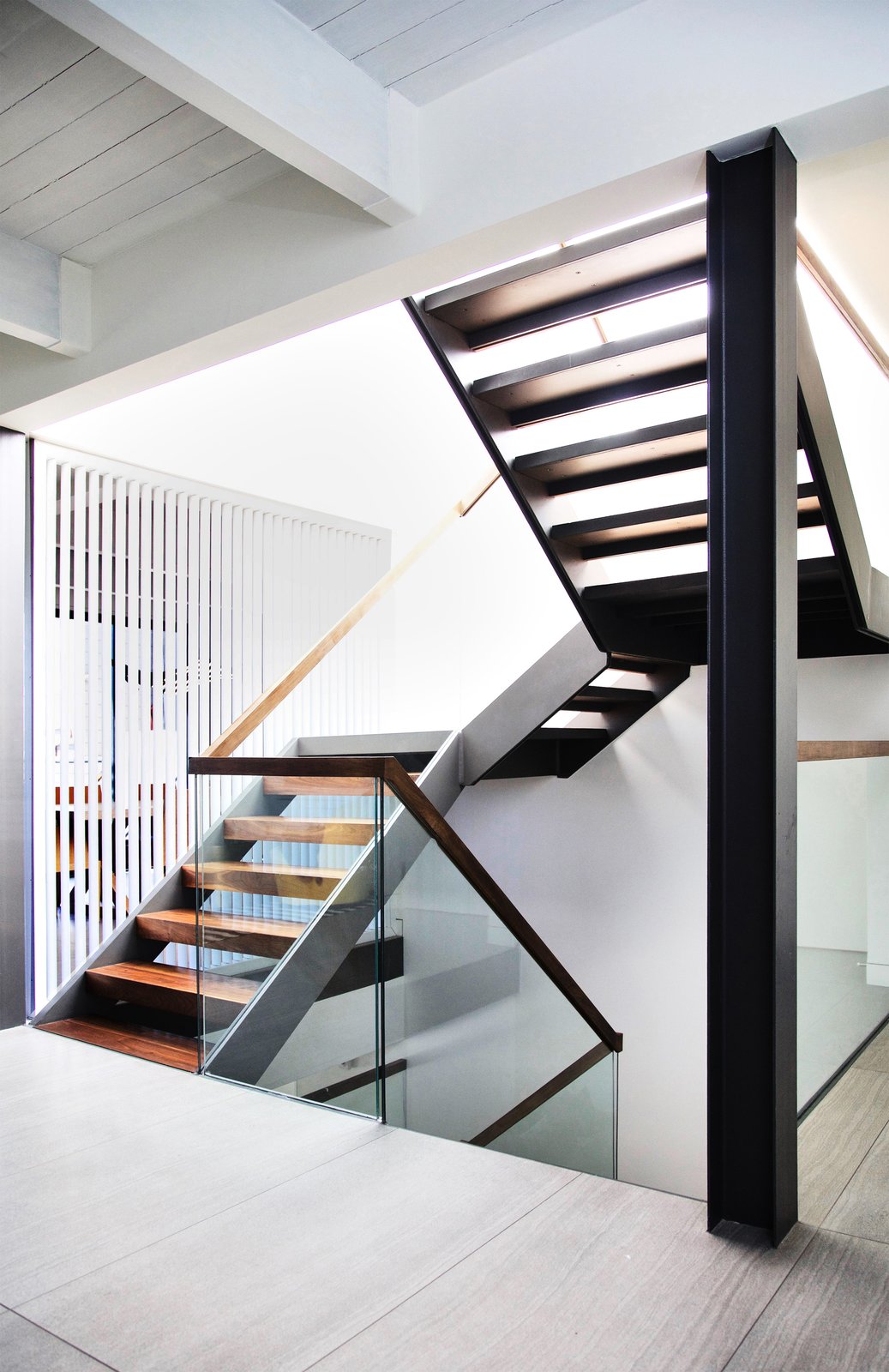 Walnut and Steel stair connecting all floors