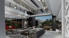 Modern home with Living Room. Dramatic ceiling articulation with integrated lighting-looks out to pool garden. Photo 10 of New contemporary home design in Arizona