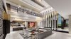 Modern home with Living Room. Dramatic 7 column fireplace in main living room and entry foyer. Photo 11 of New contemporary home design in Arizona
