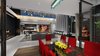 Modern home with Dining Room. Dining table and living room, with 7 col foyer to right. Photo 15 of New contemporary home design in Arizona