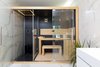 Italian Imported Dual Glass Steam Room & Sauna in Master Bathroom Photo 9 of Villa Venetian modern home