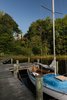 Modern home with Outdoor, Trees, Salt Water Pools, Tubs, Shower, Slope, and Shrubs. View from Dock Photo 14 of House on Little Round Bay